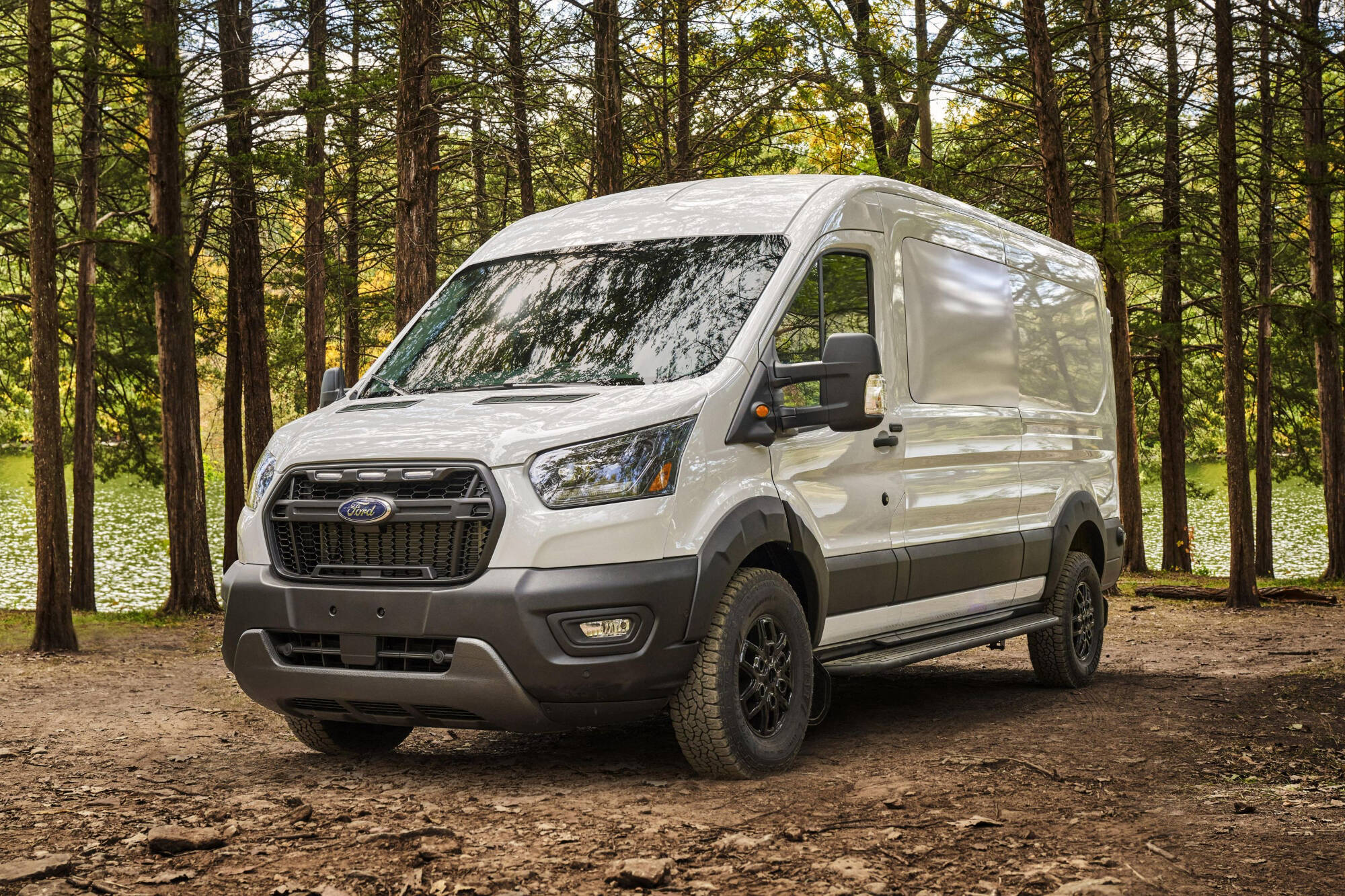 Picture of 2023 Ford Transit Van in the woods